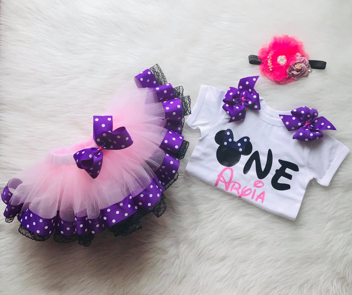 Pink and Purple Minnie Mouse Birthday Outfit  outoftheboxlocks