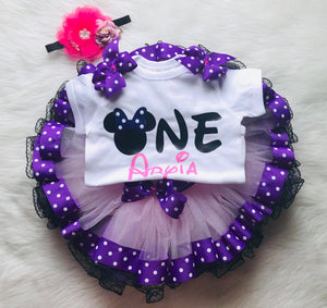 Pink and Purple Minnie Mouse Birthday Outfit
