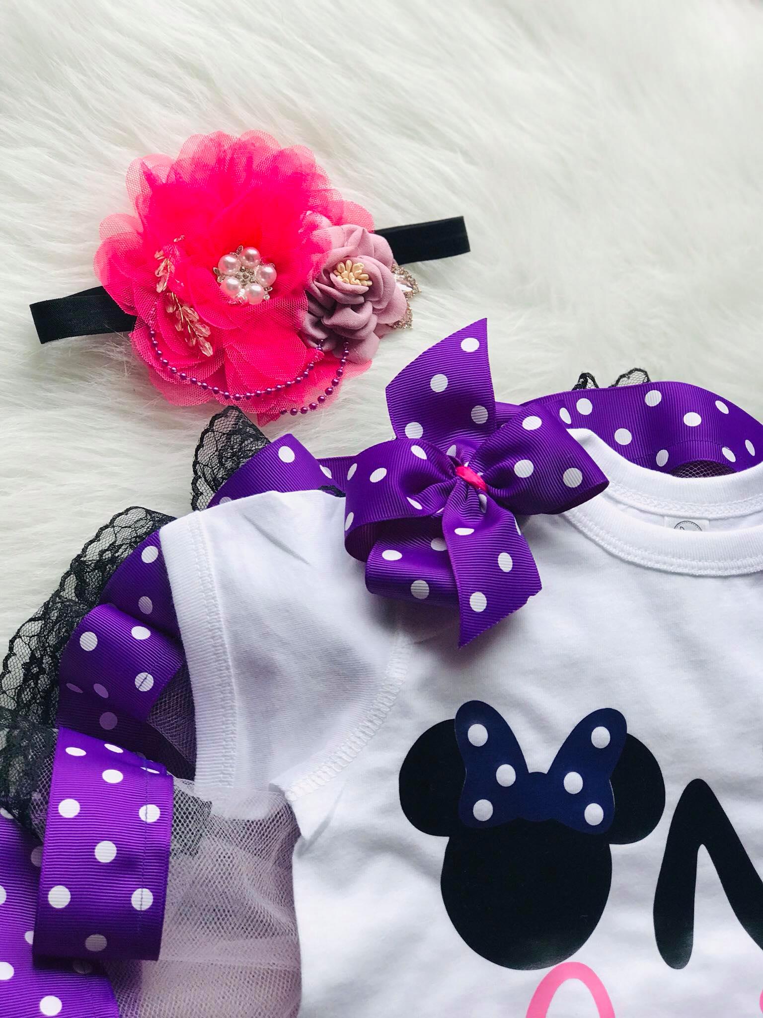 Pink and Purple Minnie Mouse Birthday Outfit
