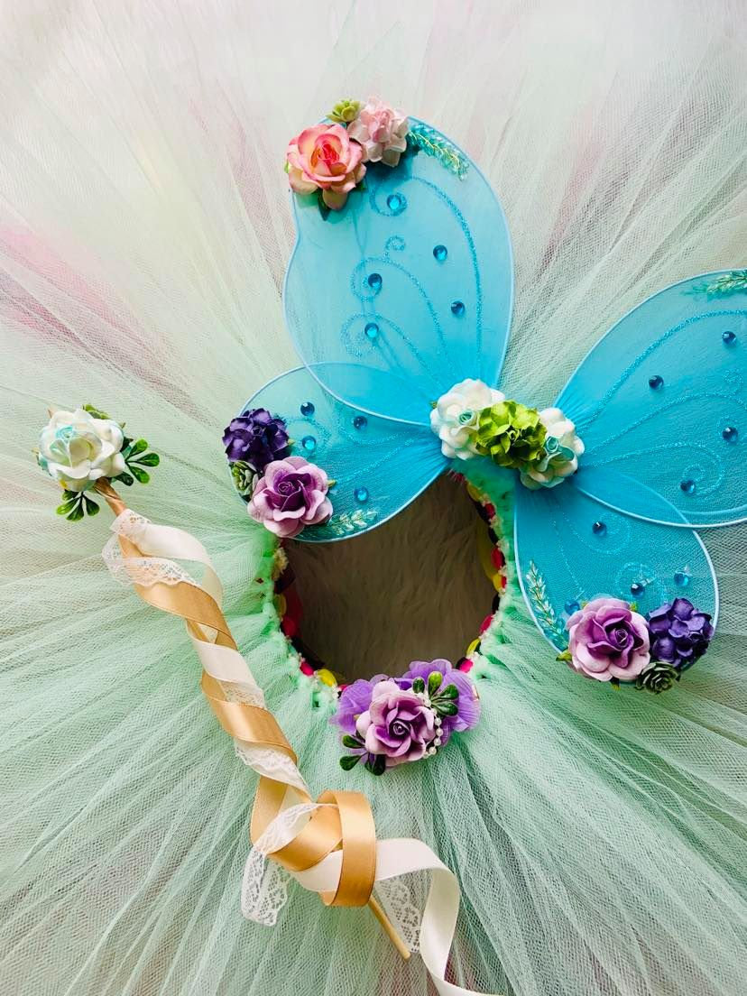 Woodland Fairy Butterfly Birthday Outfit/Costume (Mint)
